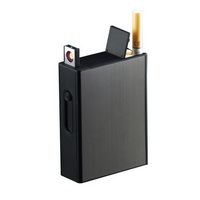 Caixa de cigarro de metal Full Pack 20 Caixa de cigarros regulares com Flameless Windproof USB recarregável isqueiro eletrônico
