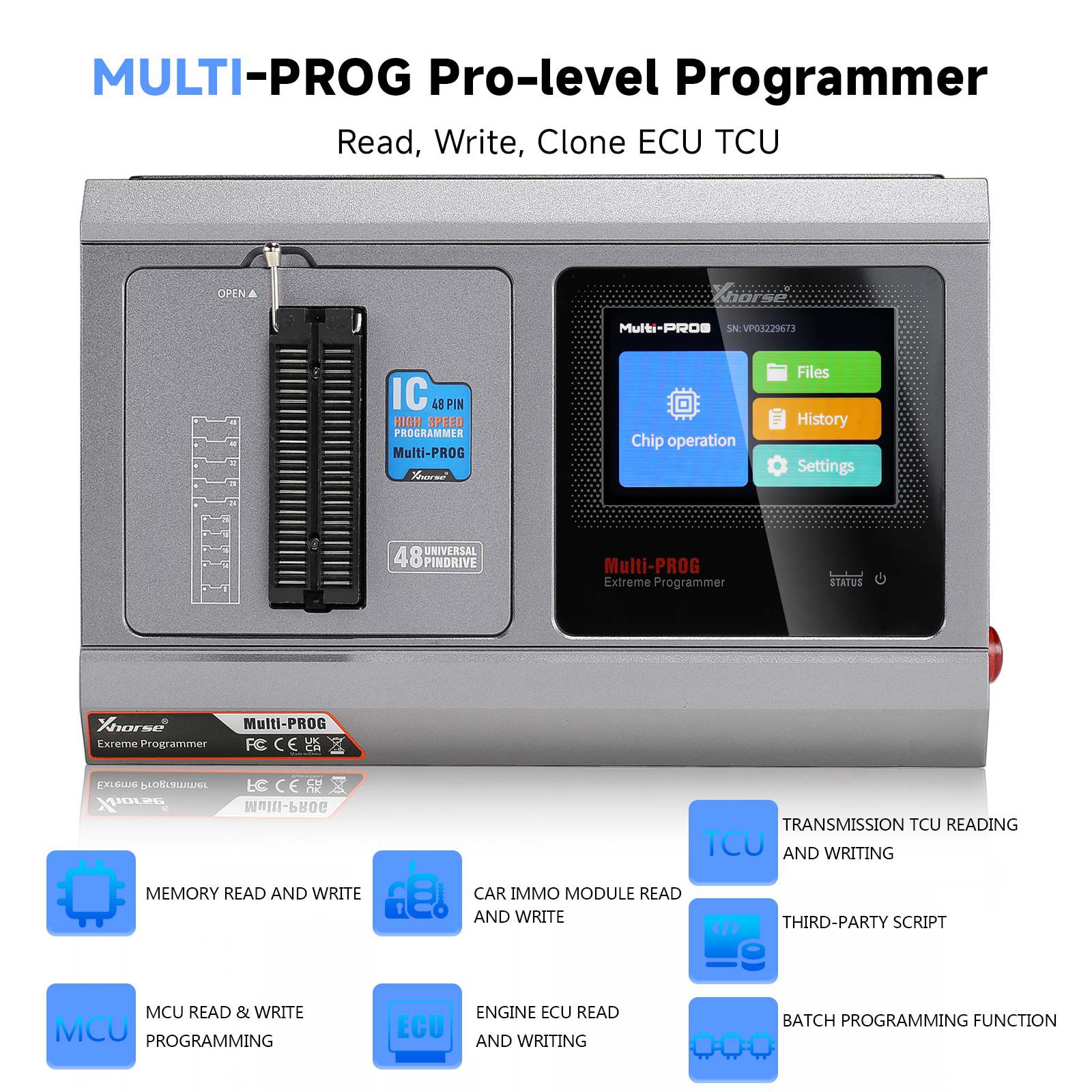 Xhorse Multi-Prog Programmer Pro-nível ECU TCU Programmer com versão gratuita de atualização de licença MQB48 do VVDI Prog