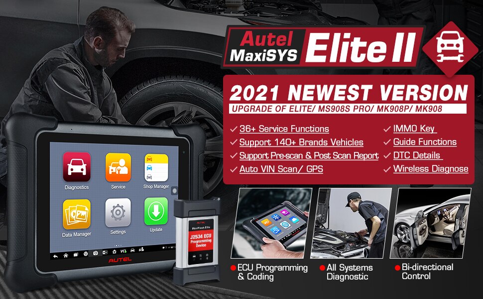 Autel Maxisys Elite II OBD2 Ferramenta de Diagnóstico Scanner com MaxiFlash J2534 Mesmo Hardware que MS909 Versão Atualizada de Maxisys Elite
